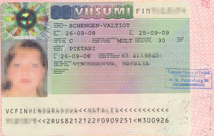 Виза в Финляндию в паспорте