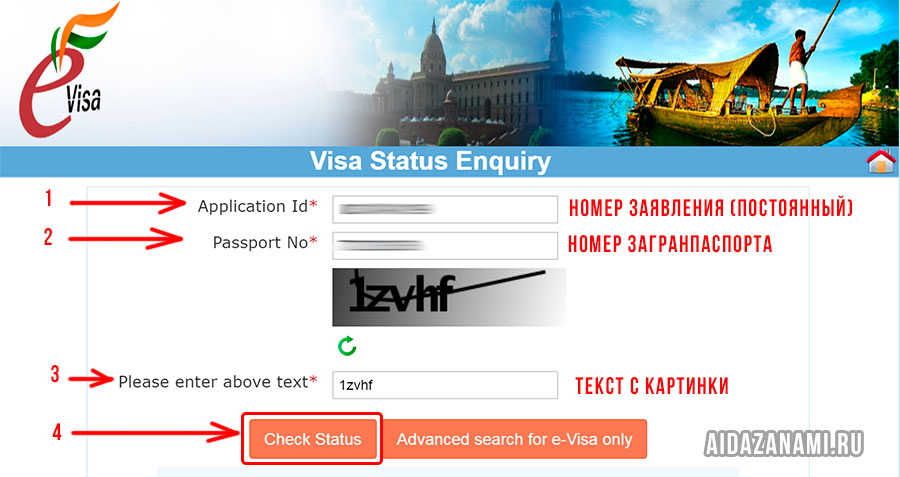 Электронная виза в Индию: второй шаг проверки статуса